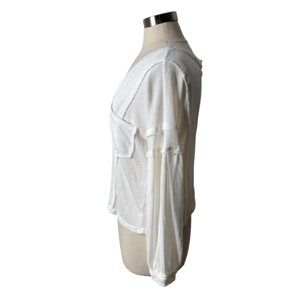 Vici Bellissimo Draped V-Neck Knit‎ Sweater Top in White Womens Small - Picture 4 of 9